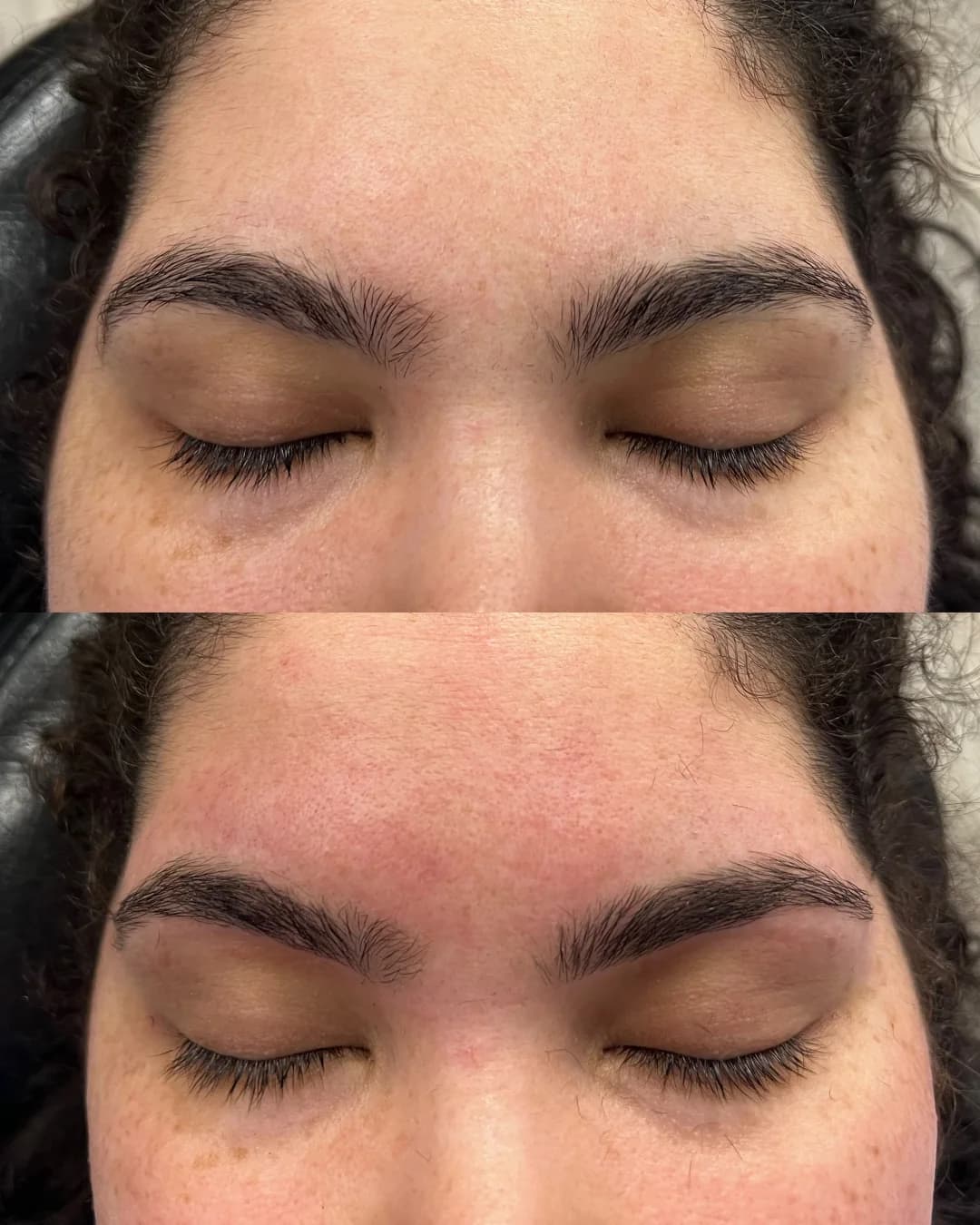 Client eyebrows before and after threading at Shubh Beauty
